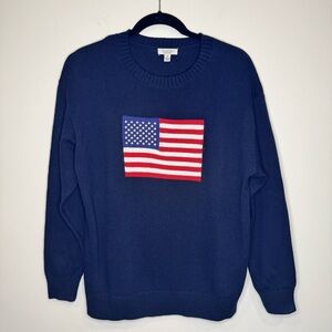 Orange Kiss Relaxed Fit American Flag Sweater Size S